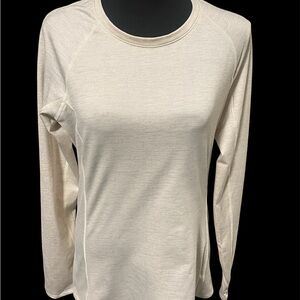 Under Armour Cream Fitted T-Shirt Long Sleeve
